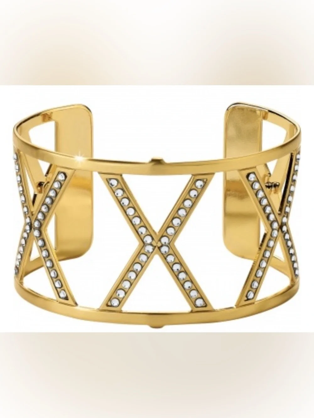Christo Ganges Brighton gold wide cuff bracelet rhinestones discontinued gems